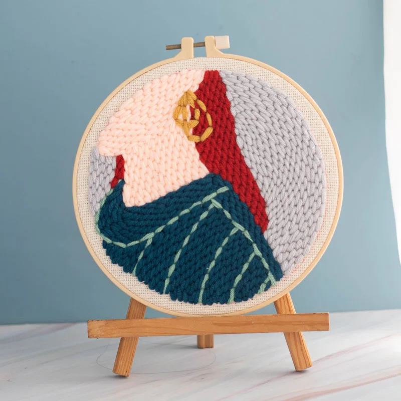 

Cartoon Abstract Portrait Pictures Fashion DIY Punch Needle Embroidery Kit with Hoop Russia Spain New Arrival Dropship Decor Art