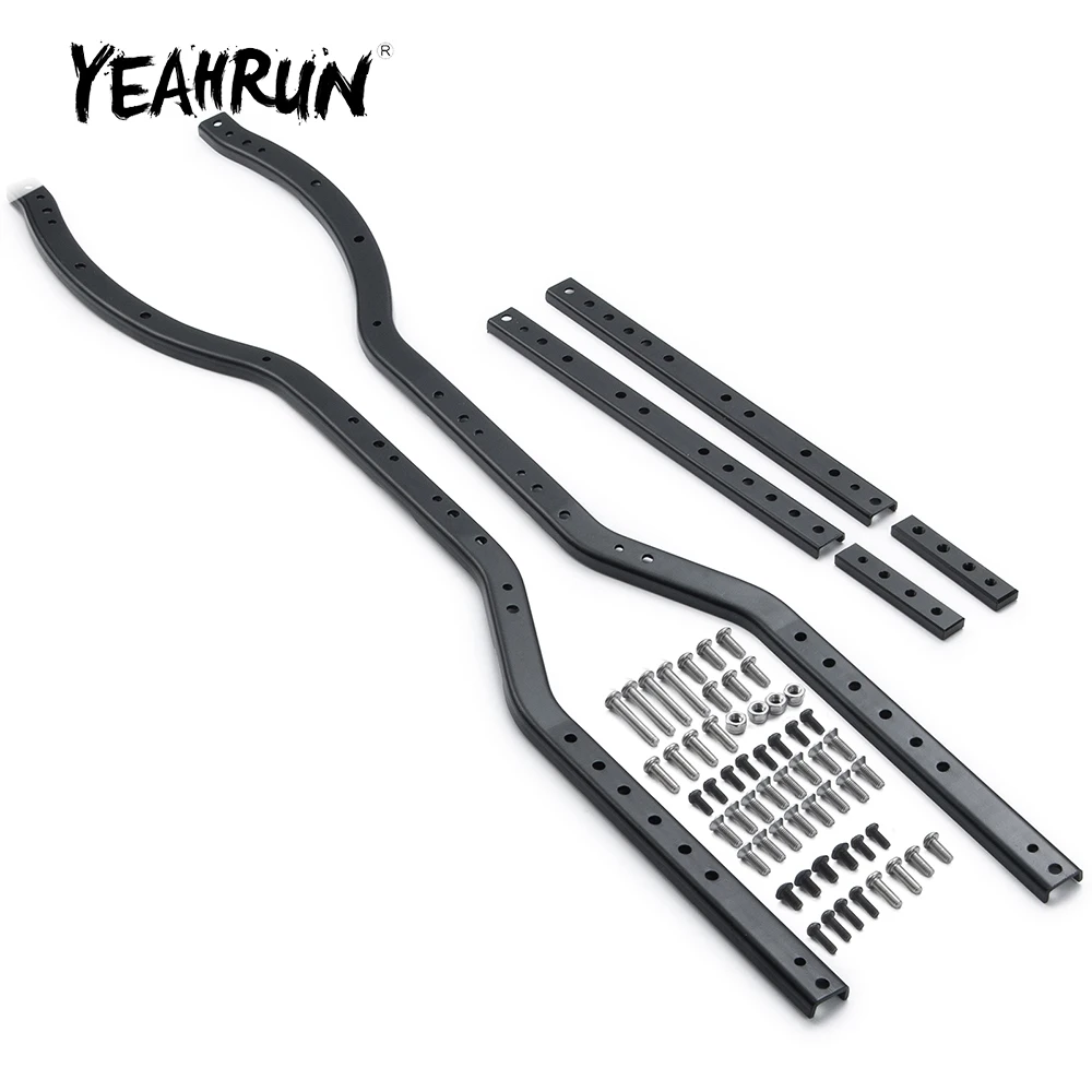 

YEAHRUN Black Steel 6x6 Chassis Frame Rails For Axial SCX10 90046 90047 1/10 RC Crawler Car Parts