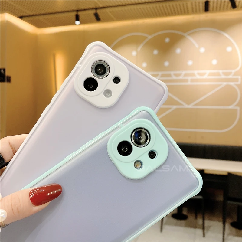 

Transparent Matte Shockproof Case For Xiaomi Mi 11 Poco X3 NFC Redmi Note 10 8 9 Pro Max 9S 8 9A 9C 10X Candy Color Armor Cover