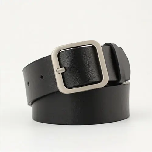 Ремень женский кожаный с квадратной металлической пряжкой | Аксессуары для