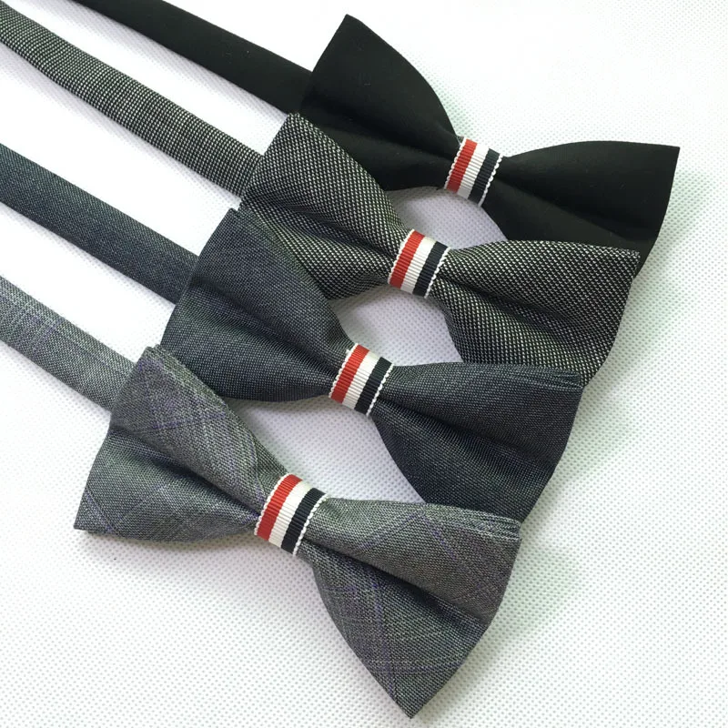 

Men's Wedding Groom Best Man Red White Blue Tricolor Twill Fashion Dress Casual Black Grey Bow Tie