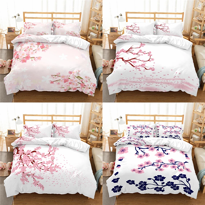 

Home Textile Luxury 3D Plum Blossom Print 2/3Pcs Comfortable Duvet Cover PillowCase Bedding Sets Queen and King EU/US/AU Size
