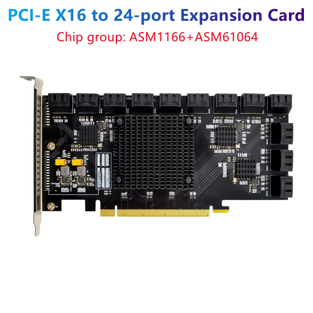 

ASM1166 Chip Expansion Card Controller SATA PCI-E Adapter ST588 PCI-E X16 To 24-Port SATA-III Port Multiplier Server-Level