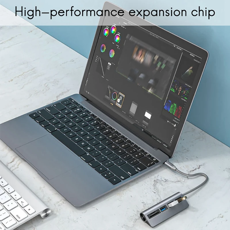 

USB Hub Type-C to 3XUSB2.0+SD+TF Multi-Port Hub 5Gbps Card Reader Adapter Plug and Play Support Hot Swap