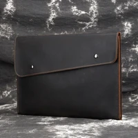norbinus men genuine leather handy office briefcase vintage crazy horse cowhide business bag tablet pc purse envelope clutch bag