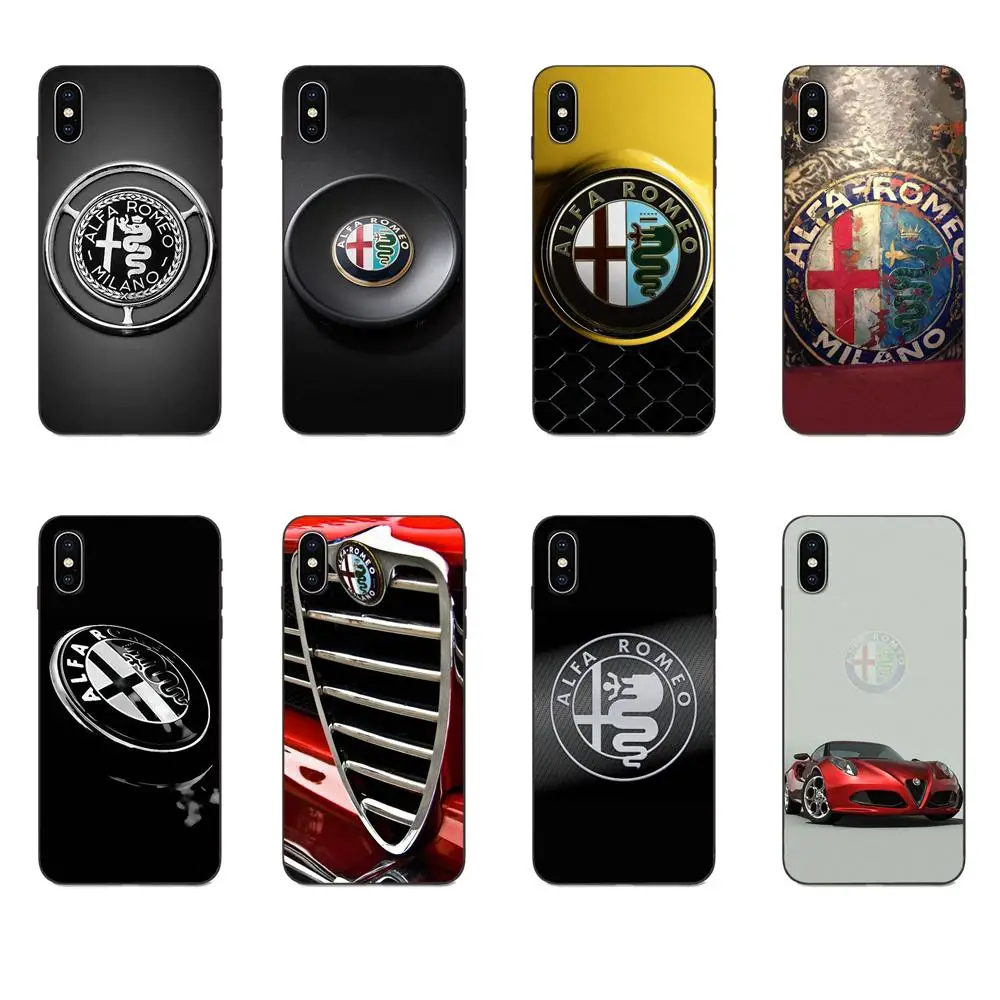 Мягкий Силиконовый ТПУ Черный Стильный чехол Alfa Romeo Итальянский для Apple iPhone 4 4S 5 5S