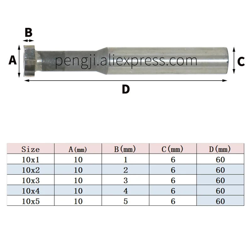 

T-Slot Milling Cutters 1/2/3/4/5mm Depth 10mm Cutting Dia HSS Shank Diameter 6mm T Slot End Mill High Speed Steel Keyway Knife.