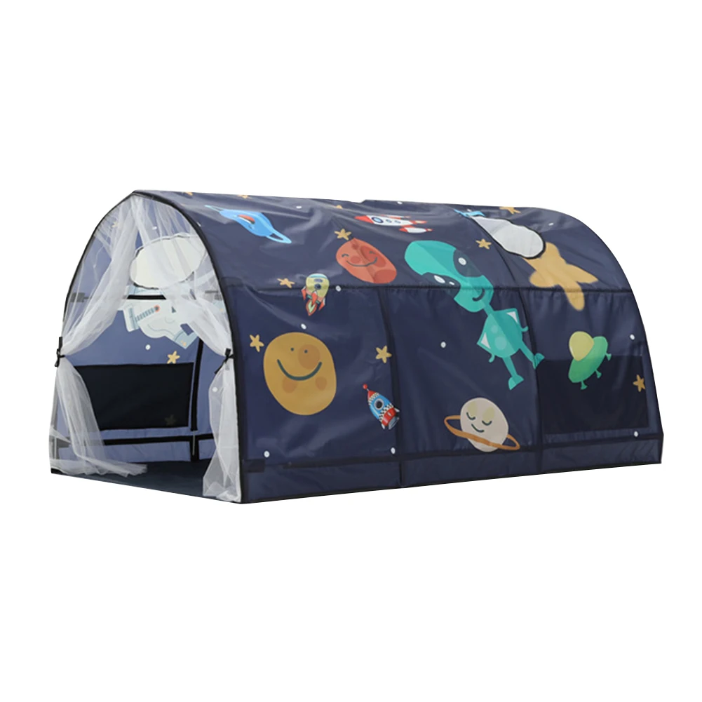 

Boys Girls Bedroom Decor Gift With Top Window Double Net Curtain Kids Play Tent Portable Inner Pocket Folding Garden Sleeping