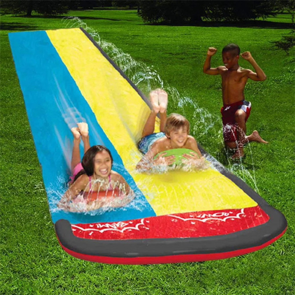 

kid lawn water slide double lane water splash slide summer backyard outdoor garden lawn water slide spray summer water games toy