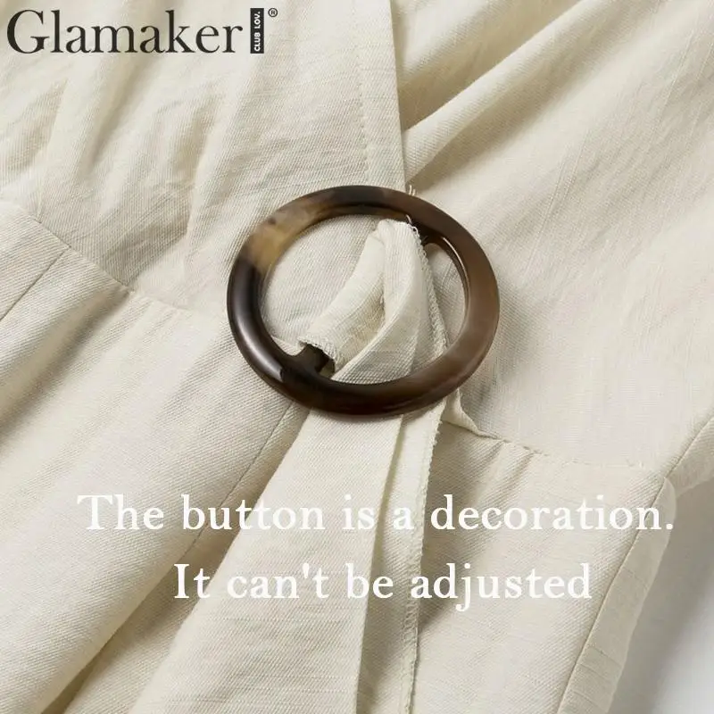 Женский комбинезон на пуговицах Glamaker хлопковые и льняные вечерние комбинезоны