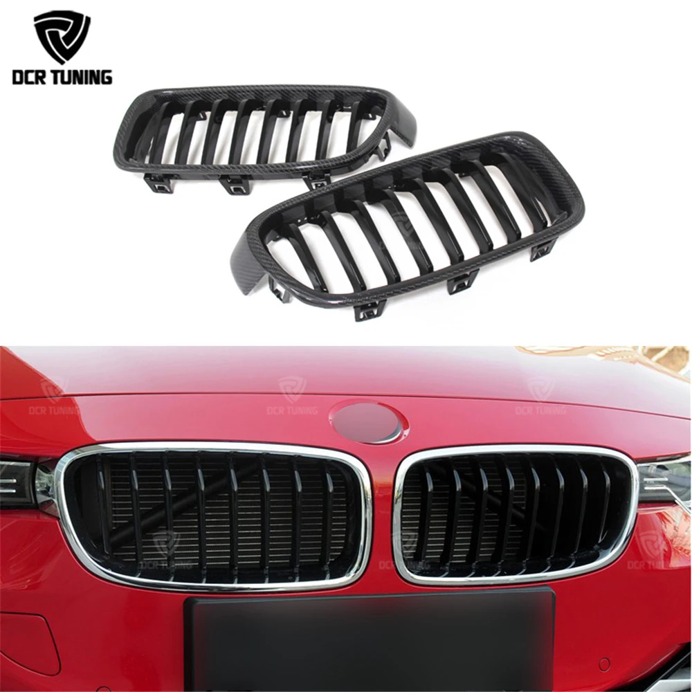 Двойная Передняя решетка радиатора для BMW 3 Series F30 320i 325i 328i 335i углеродное волокно