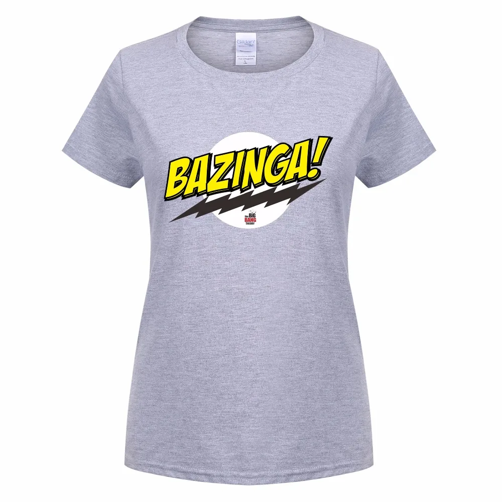 

Omnitee Summer The Big Bang Theory Bazinga T Shirts Women Girl Clothing Tops Cotton Short Sleeve Sheldon Cooper T-shirt