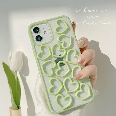 

Creative Three-dimensional Drops Of Green Love All-wrapped Apple Mobile Phone Case Personality Handmade Apple Series Shell