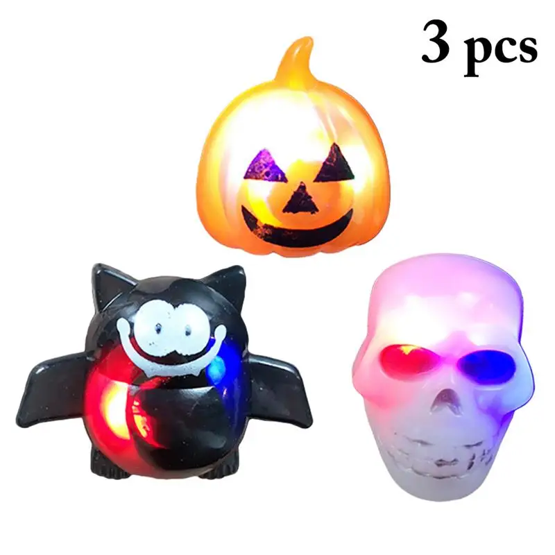 3 шт. дети мультфильм тыква летучая мышь голова костяный светодиодный мигающий