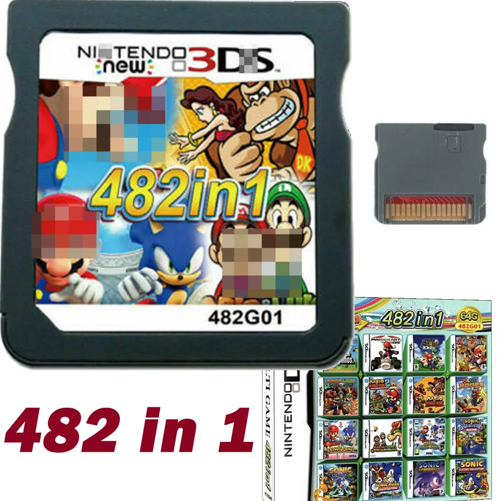 

482 In 1 Compilation Video Game Cartridge Card For Nintendos 2DS Super Combo Multi Cart