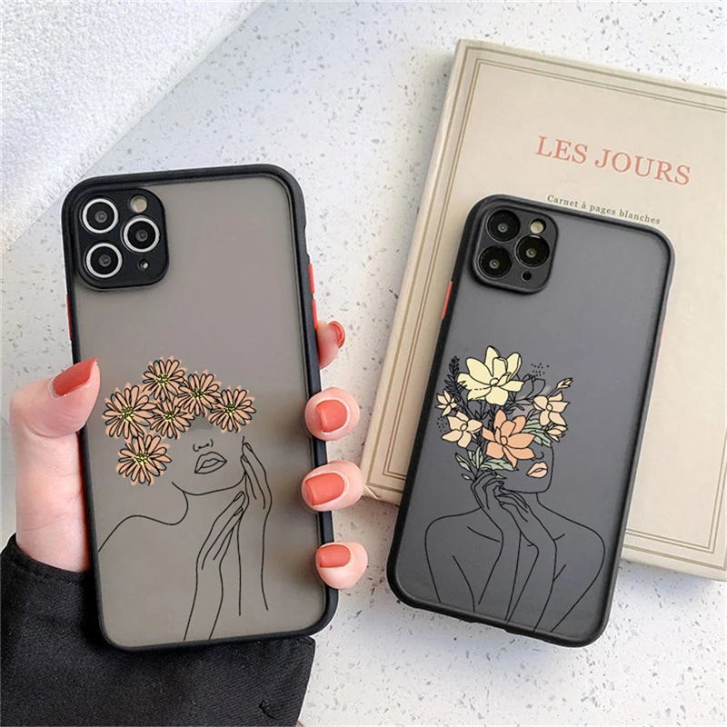 

For iPhone 12 Pro Max XS Max 11 Transparent Camera Protection Shell For iPhone 7 8 Plus 12 Mini SE 2020 Vintage Floral Shell