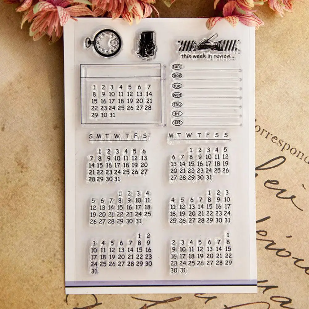 10x15cm 3D Perpetual Calendar Transparent Sticker For Kids DIY Diary Stationery Notebook Decorative T9011 | Канцтовары для офиса и