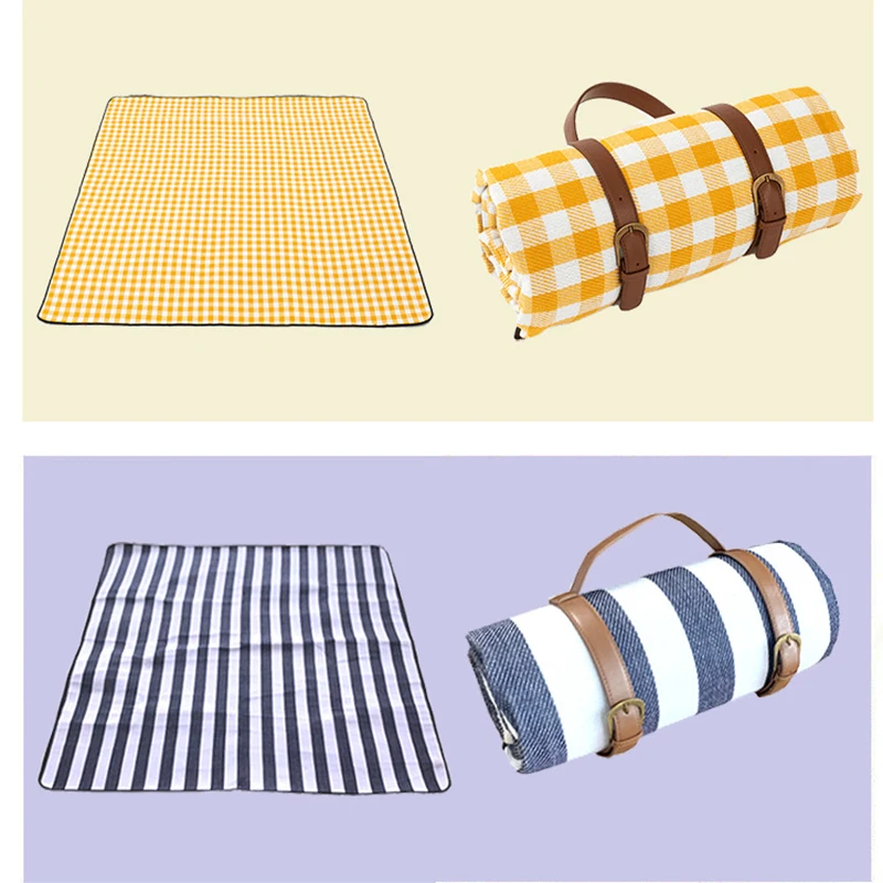

Thicken Plaid Outdoor Foldable Waterproof Picnic Mat Fashion Pad Breathable Soft Waterproof Portable Camping Travel Beach Blanke