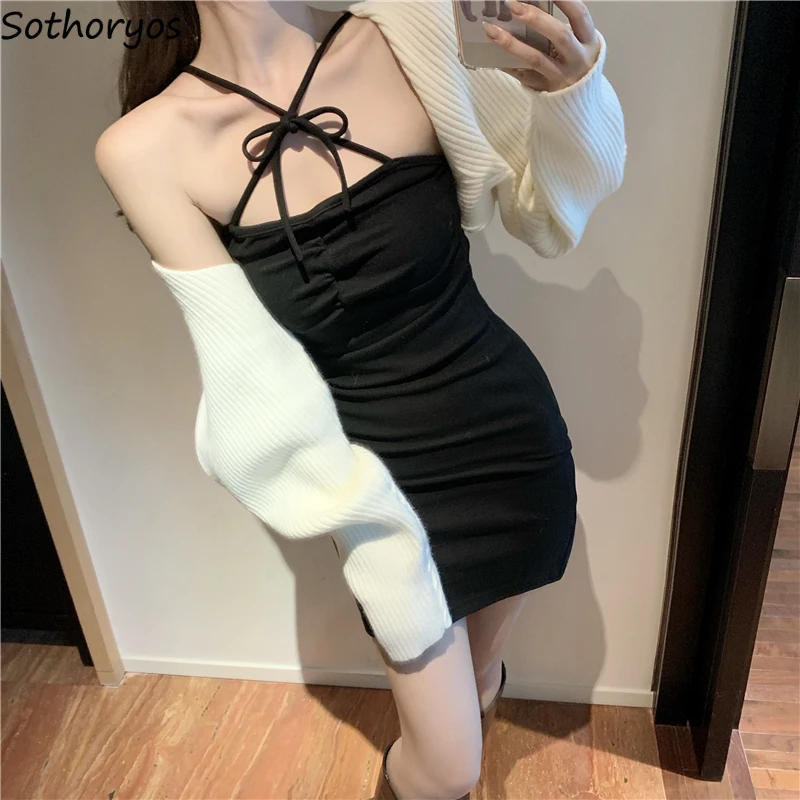 

Knitted Shrugs Women Solid Retro Simple Fashion Long Sleeve Crop Top Teenagers All-match Cover Wraps Females Leisure Gentle Chic