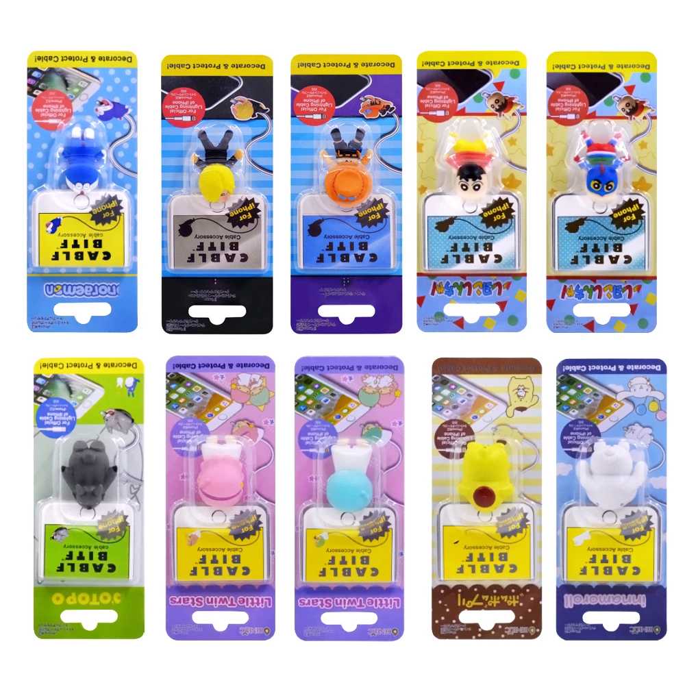 Чипаль милый аниме укуса провода намотки для iPhone USB кабель протектор Организатор