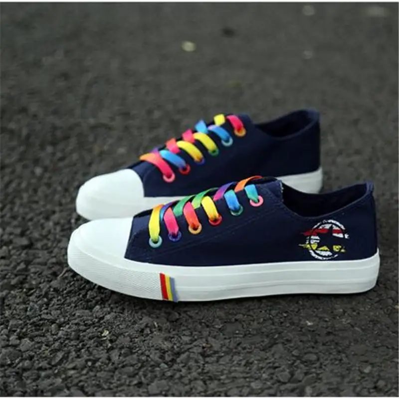 

Rainbow Color Flat Sneaker Woman Canvas Zapatillas Ladies Deck Shoes Comfort Vulcanized Shoes Woman Sport Pantunflas Para Mujer