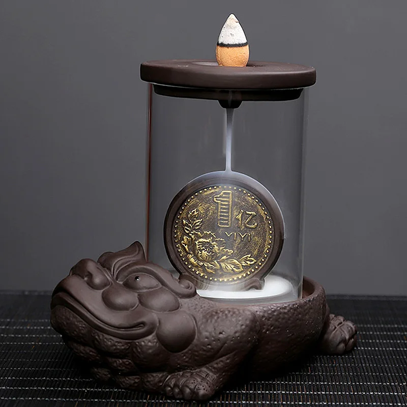 

Back Flow Sandalwood Incense Burner Box Holder Smoke Incense Burner Ceramic Glass Kit Porta Incienso Meditation Decor ZY50XL