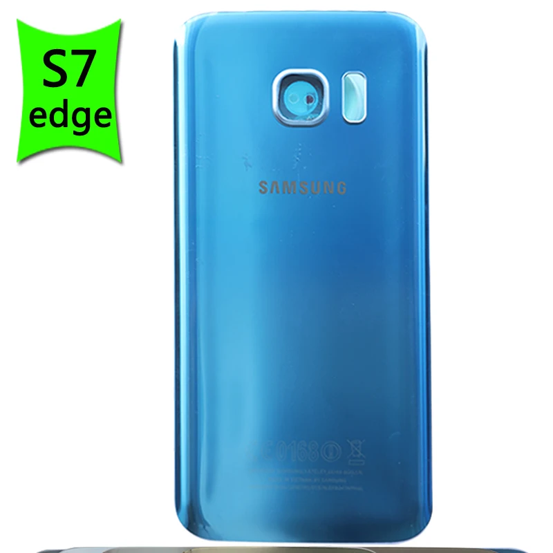 Чехол для аккумулятора S7 для samsung Galaxy S7 G930F/S7 edge G935F задняя крышка Задняя стеклянная дверная панель Корпус чехол - Цвет: S7 edge Blue Lens