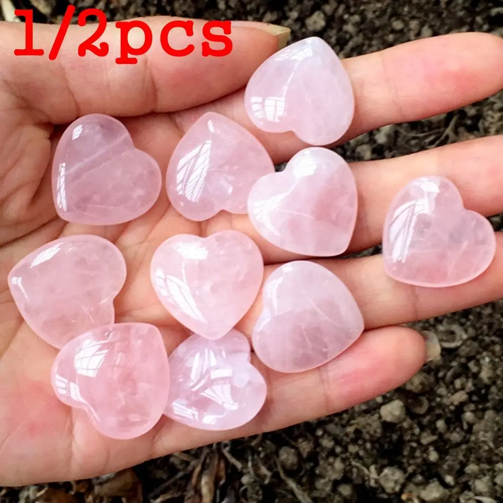 

1/2pcs Home Decor Jewelry Mineral Specimens Rocks Love Heart Pendant Healing Stone Natural Rose Crystal Pink Quartz