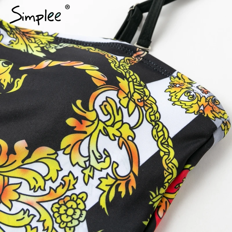 Цельный купальник с этническим принтом Simplee сексуальный женский вырезом мягкими