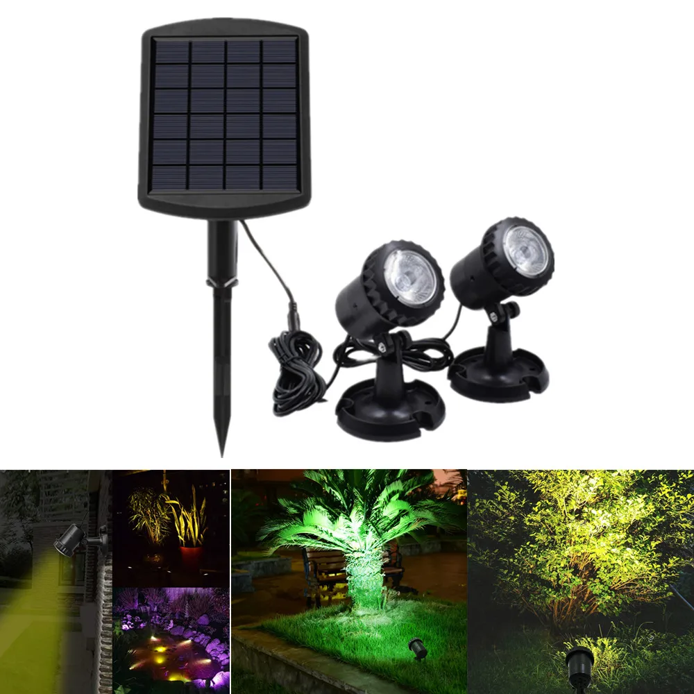 

Double Heads Amphibious Solar Spotlight Underwater Light Solar LED Garden Light Outdoor Waterproof IP68 Landscape Pond Lawn Lamp