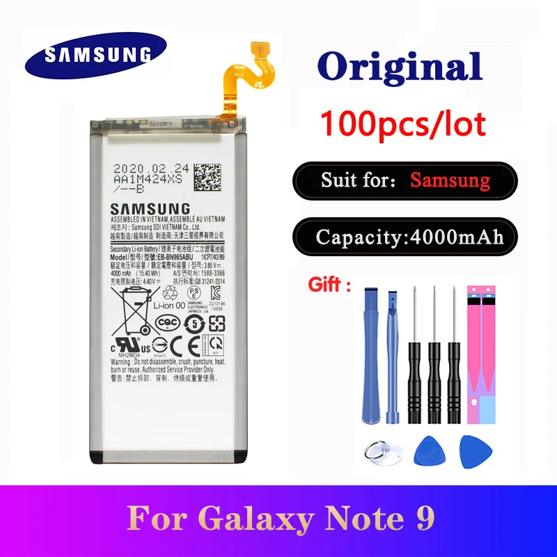 

100pcs/lot Original Battery EB-BN965ABU For Samsung Galaxy Note 9 SM-N960F N9600 N960U N960N N960W Phone Bocina 4000mAh