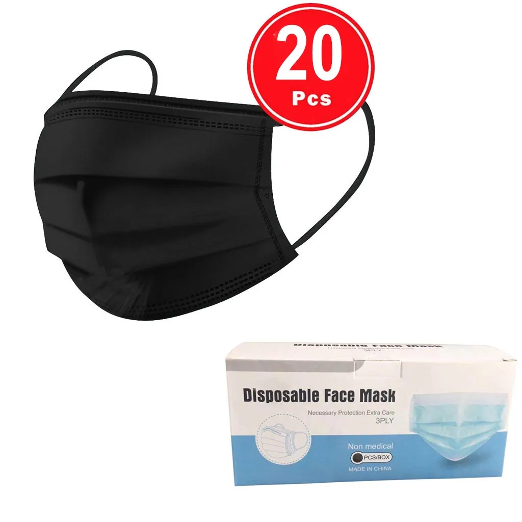 

25PCS Disposable Facemask Industrial 3Ply Ear Loop Maska Mascarillas Unisex Men Women Toiletry Kits mascarilla Face Mask