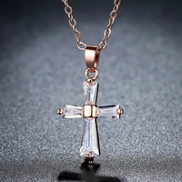 fashion diamond cross pendant necklace female short clavicle chain for birthday engagement party wear jewelry