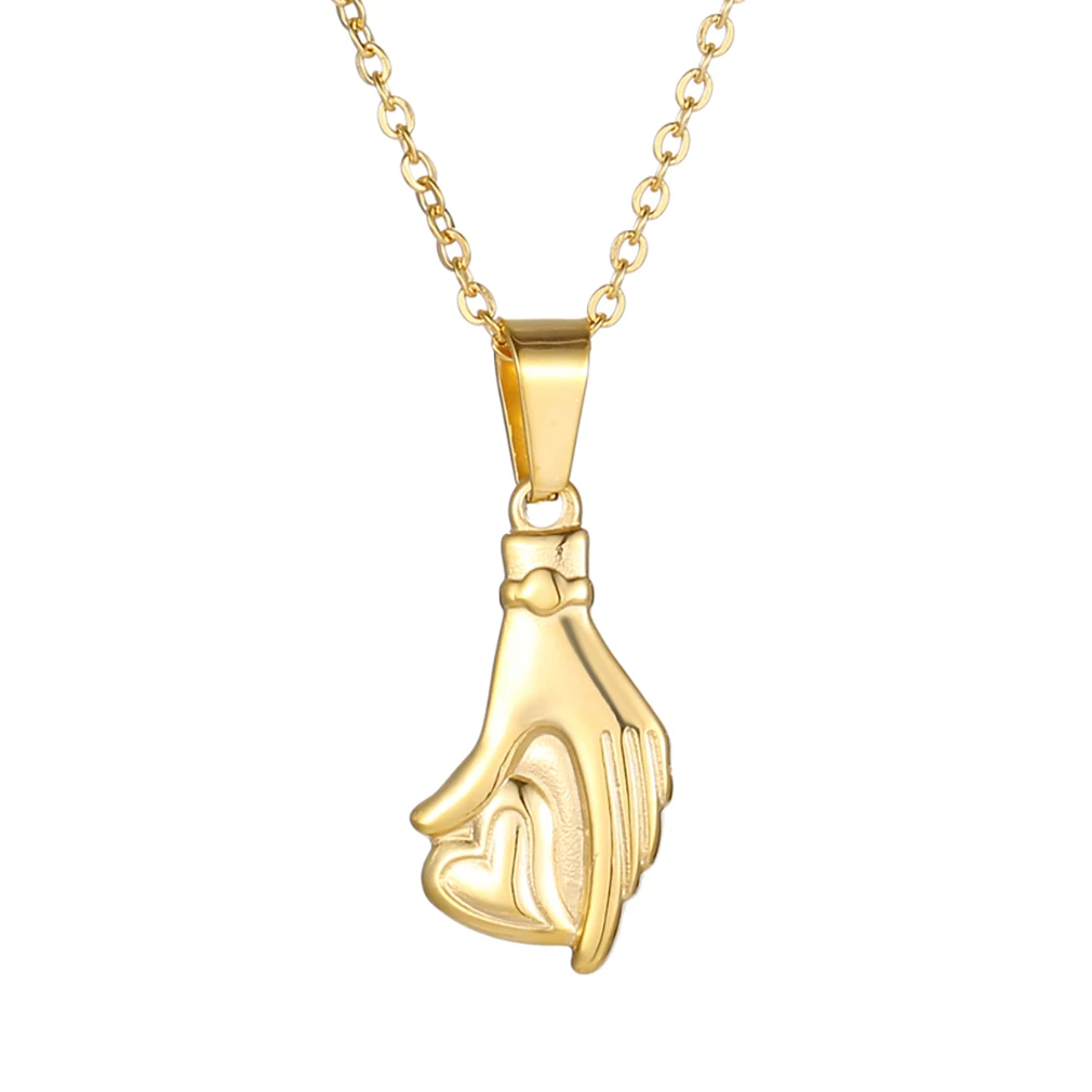 

JHJT чокер из нержавеющей стали, Золотая цепочка, ручной кулон в форме сердца, ожерелья для женщин, панк ожерелье, ювелирные изделия, подарки для девушек