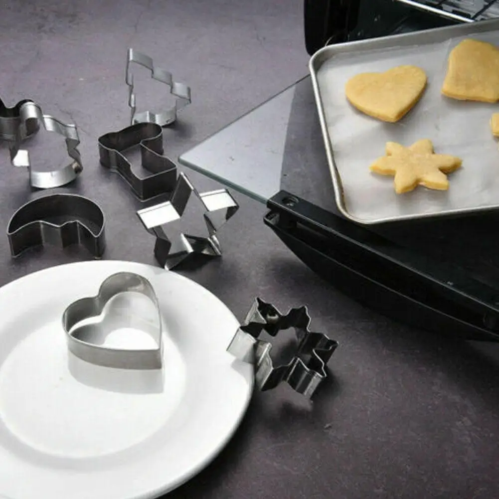 

10pcs/set Steel Cookie Cutter Christmas Star Heart Tree Sock Shape Mold Christmas Series Biscuit Cutters