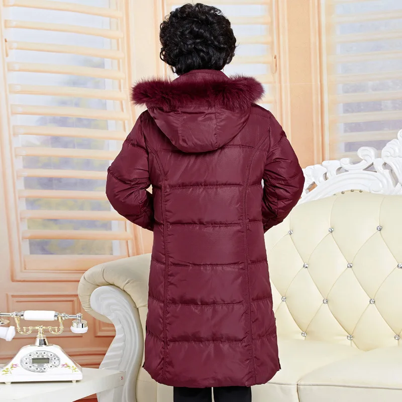 Пуховое пальто женская зимняя куртка для женщин среднего возраста XL 5XL длинное с