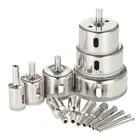 Корончатое сверло с алмазным покрытием, набор сверл для плитки, мрамора, стекла, фарфора, 14 шт., 3-70 мм