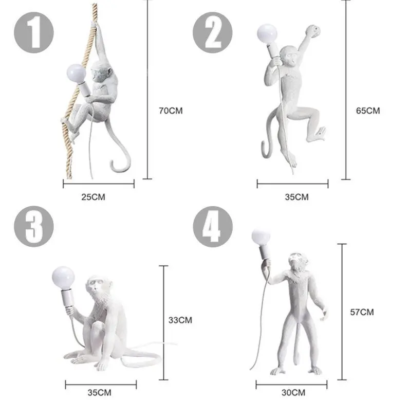 Креативные подвесные светильники в форме обезьяны из смолы Золотая Обезьяна