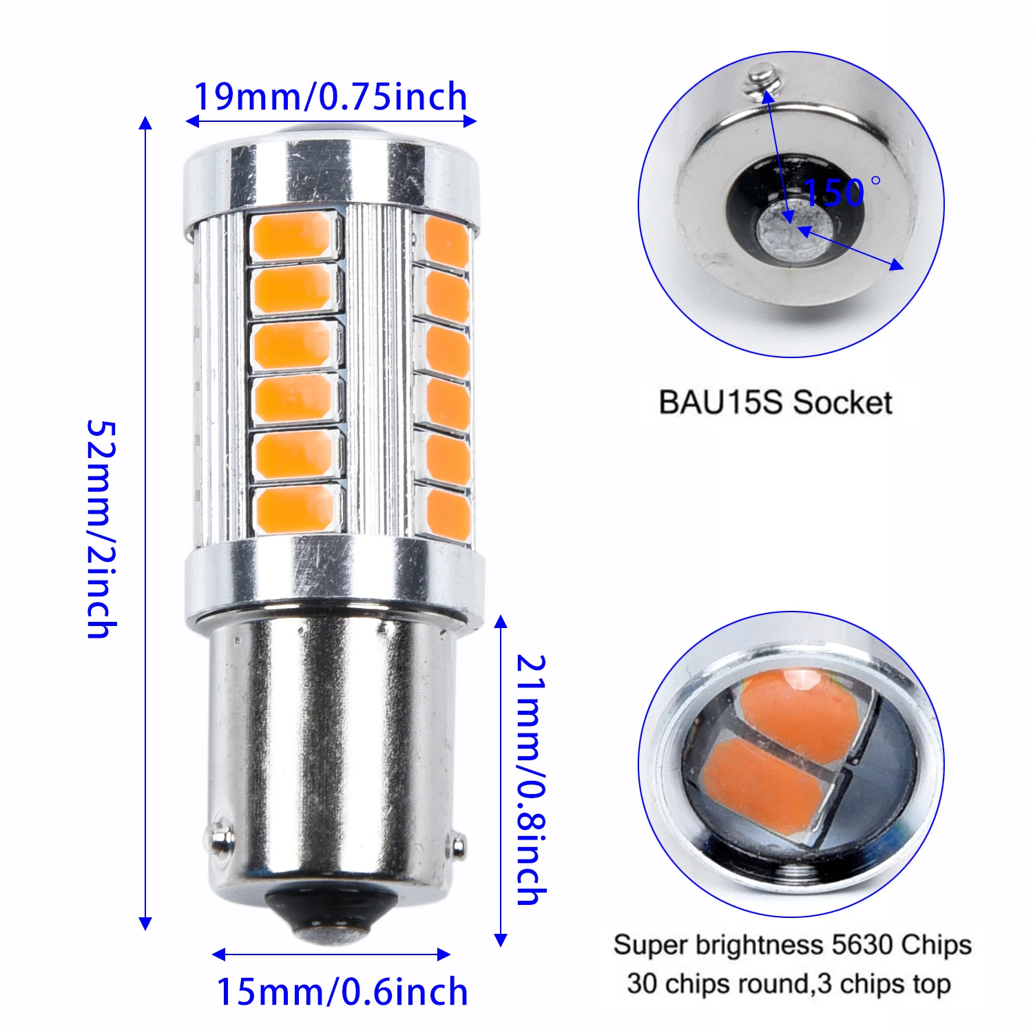 

4 шт., автомобильные светодиодсветодиодный лампы 1156PY BAU15S PY21W 33SMD