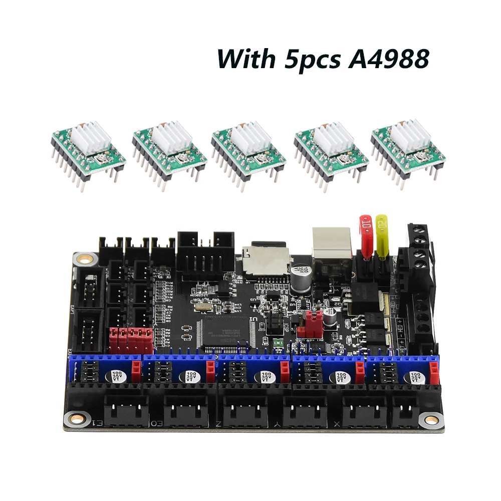 with 5pcs A4988 SKR V1.3 плата контроллера 32-битный процессор части 3d принтера материнская плата TMC2208 TMC2130 MKS GEN L Ramps 1,4 SKR PRO для Ender 3 CR10 - Цвет: with 5pcs A4988
