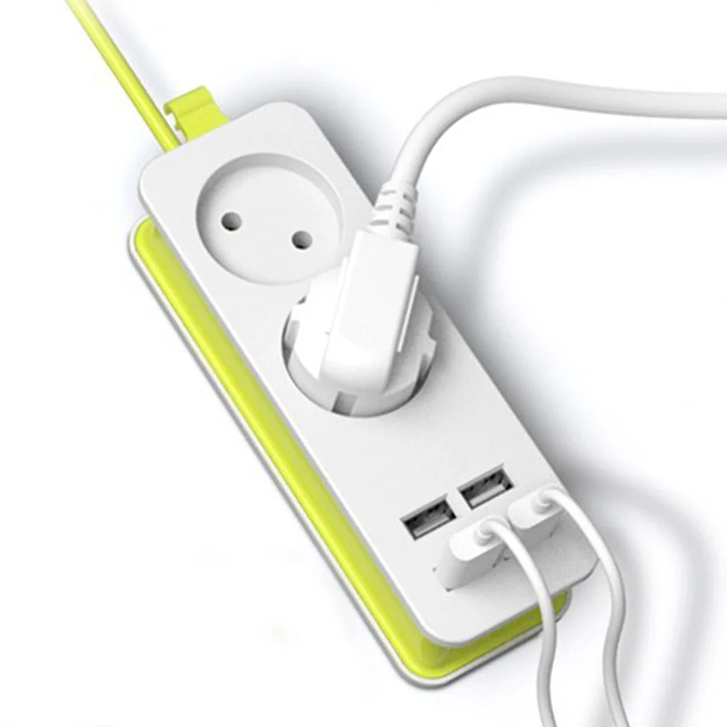 

New EU Plug Power Strip 2 AC Plug Travel Adapter 1200W Multiple Portable 4 USB Port Charger Socket 1.5m For Smartphones Tablets
