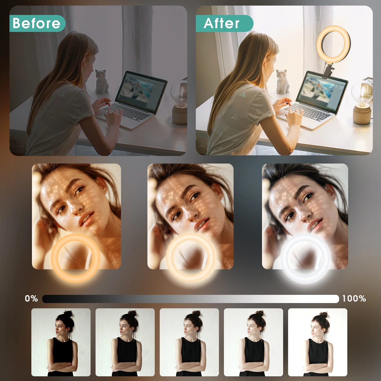 Кольцевой светильник для селфи светодиодный видеоконференции 2 шт. в упаковке со