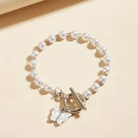 trendy super fairy butterfly pendant pearl bracelet women ot buckle ladies bracelets all match sweet pulseras brazaletes