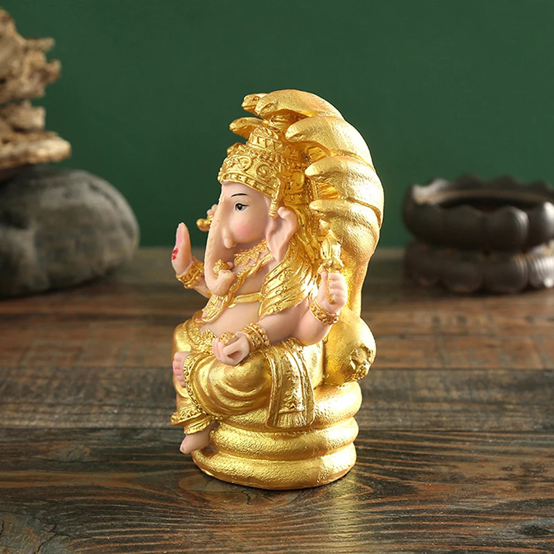 

1 Pc Elephant God Figurine Desktop Hindu Resin Luck And Wealth Art Statue Sculpture Ornament For Office Home
