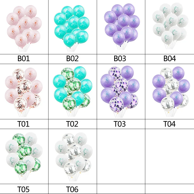10pcs Mermaid Balloons Multicolor Confetti Balloon latex 12inch Wedding Ballons Birthday Party Decoration Baby shower Supplies