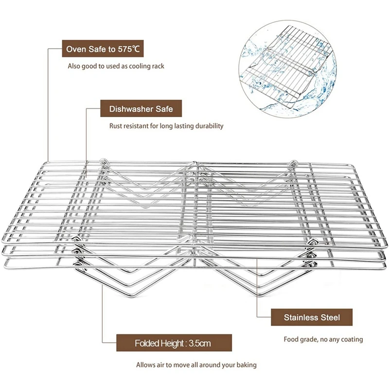 

Cooling Rack,3-Tier Stainless Steel Cooling Oven Rack,Collapsible&Expanded Grilling Racks for Cake,Cookie&Bread