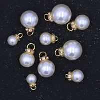 30pcs 8 20mm ivorywhite charms acrylic pearl pendants kc gold imitation diamonds beads for necklace earrings making material
