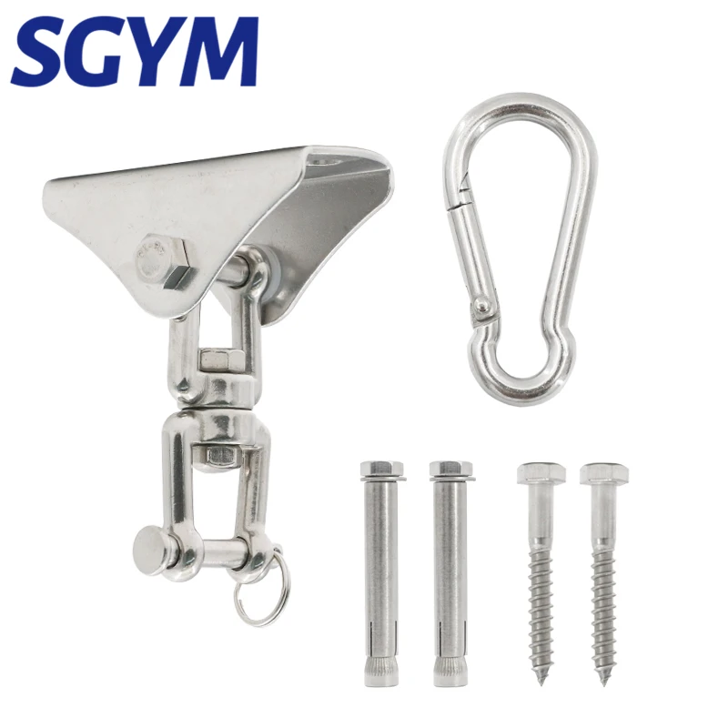 

SGYM 1set 304 Stainless Steel Heavy Duty Swing Fixed Buckles Hook Hanger for Yoga Hammock Chair Sandbag Sets
