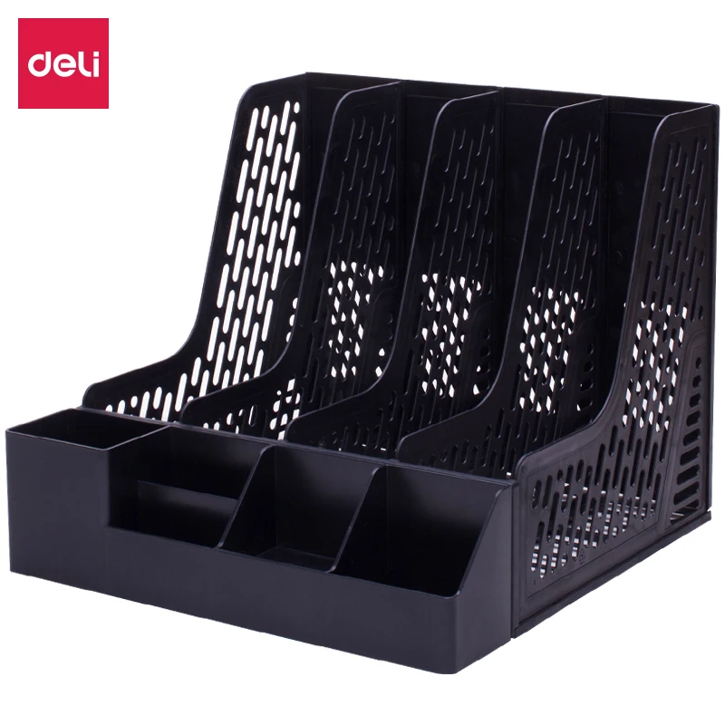

Deli Four-joint with Pen Holder Storage Desktop File Tray Multi-function Hollow File Box / Data Basket Office Supplies 78981