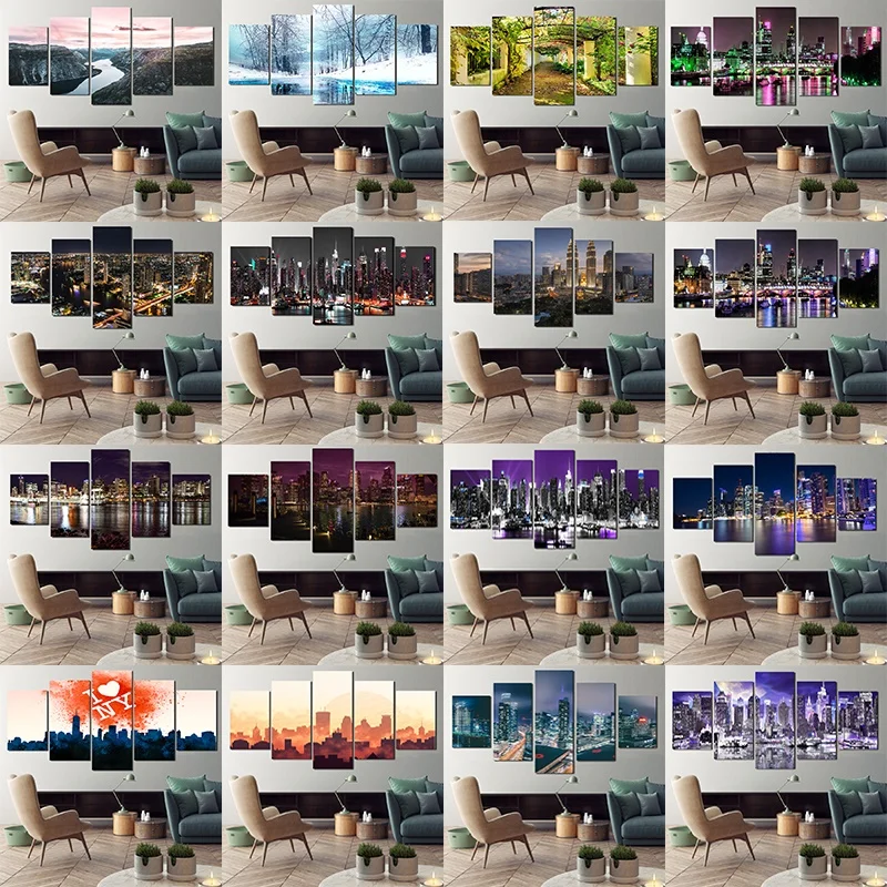 

Canvas Wall Art Painting i Love New York Frameless Paintings 5Pcs Printd On Modern Home Wall Art Hd Print Painting Picture